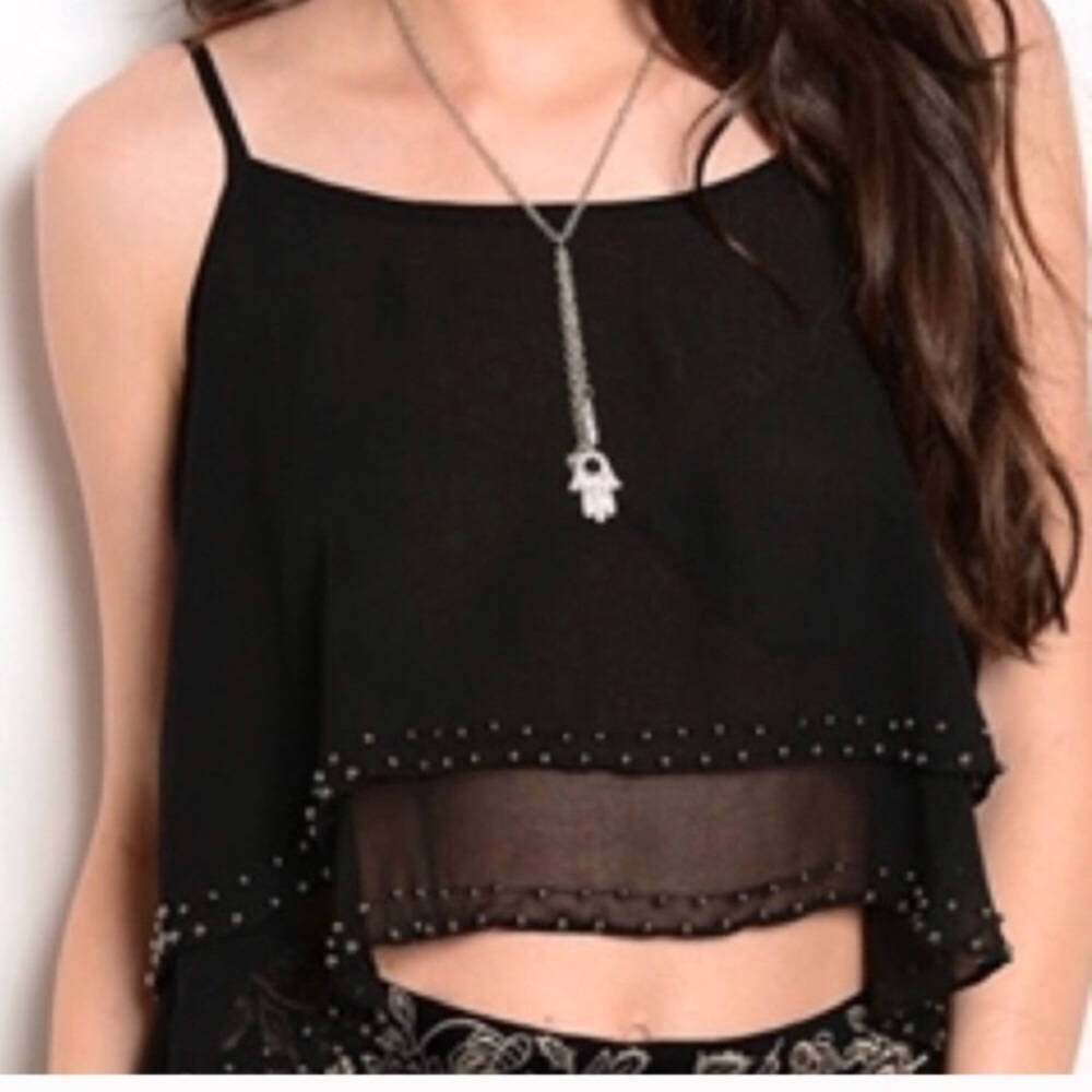 black beaded swing top